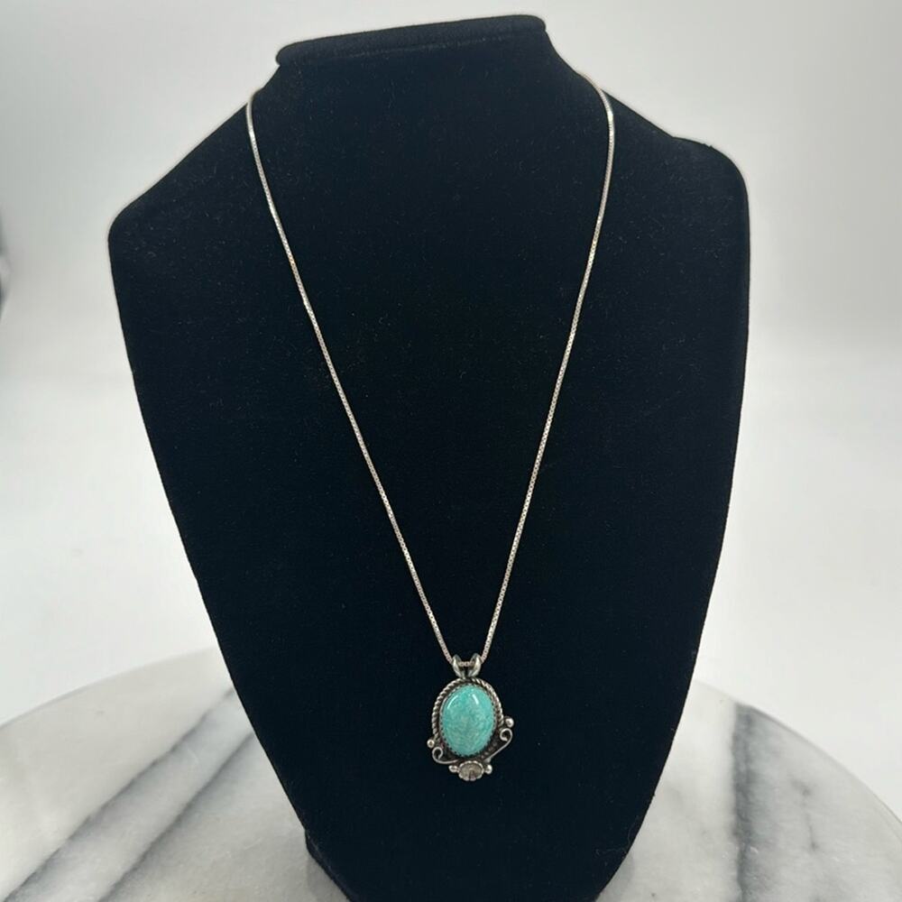 Amazonite Navajo Dine made sterling silver necklace